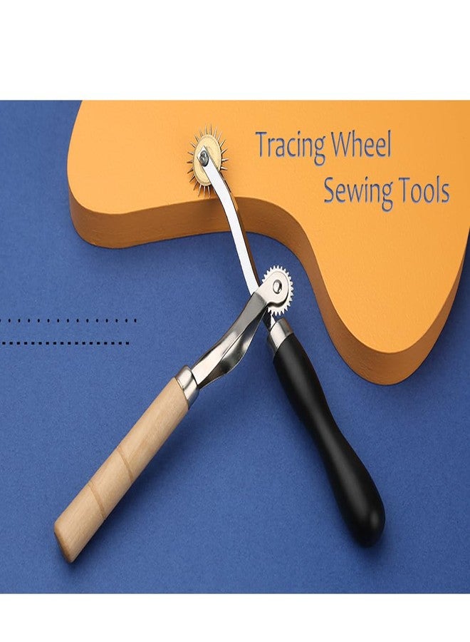 Jasol Tracing Wheel 2 Pcs Tailoring Stitch Marking Spacer, 4.1mm and 2mm Leather Needle Point Tracing Wheel with Wooden Handle for Sewing, Arts and Leather Craft - Image 2